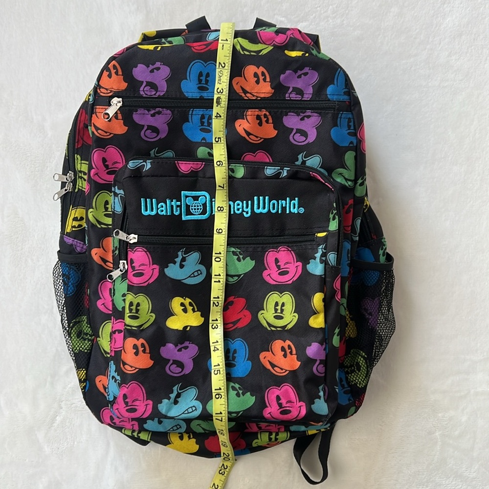Walt Disney World black backpack w multi color Mickeys - Picture 9 of 10